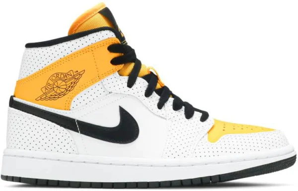 Air Jordan 1 Mid 'Perforated - White University Gold'